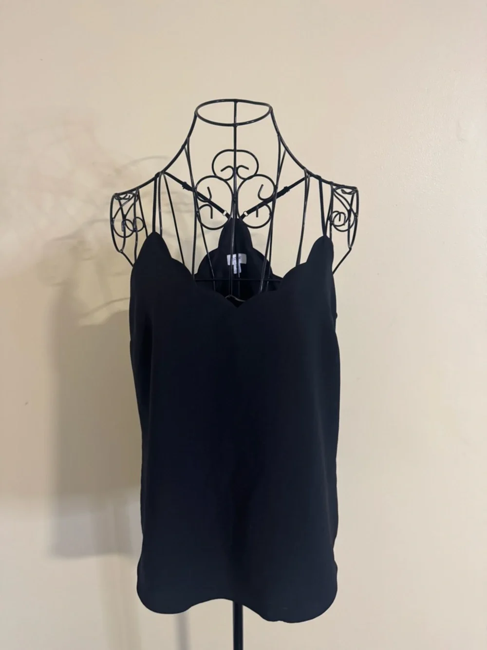 J. Crew Cami with Scalloped Trim in Black Size 6